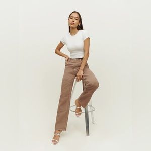 Reformation Harrison Carpenter High Rise Straight Pants - Natural